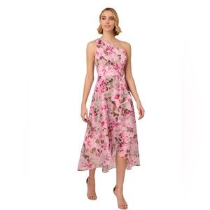 NEW ADRIANNA PAPELL Women's Floral One-Shoulder Dress
